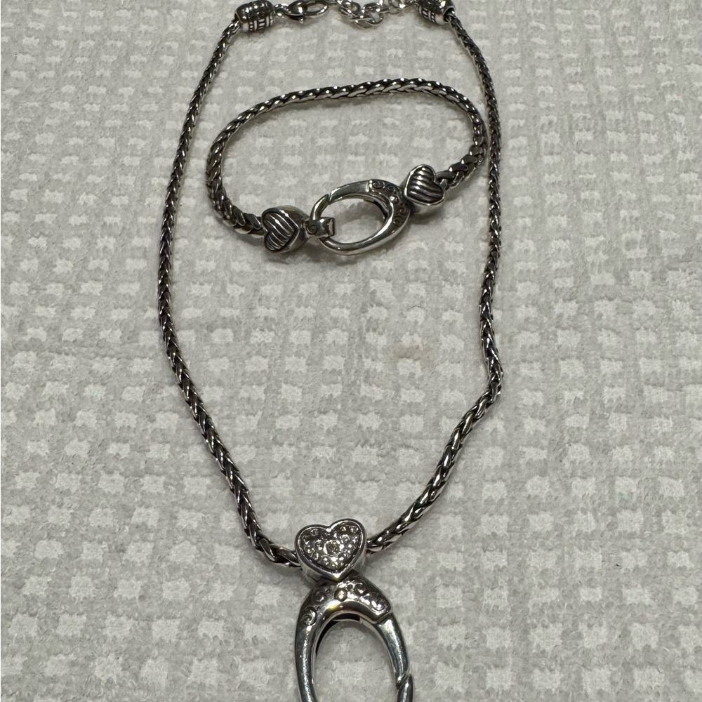 Brighton Silver Heart and Horseshoe Necklace and Bracelet Set